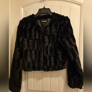 Girls Faux Fur Black Jacket